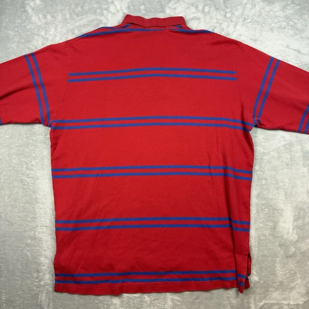 Vintage Polo Ralph Lauren Striped Polo Shirt XL Red Blue Green Pony Long Sleeve